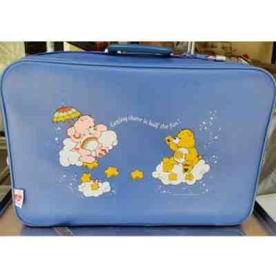 Vintage 1980's Blue Care Bears Case Luggage Suitcase