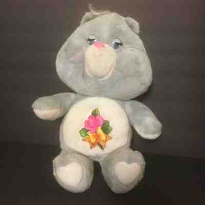 Vintage Care Bear Grams Granny Plush Stuffed Animal Kenner 1983 Grey Flowers