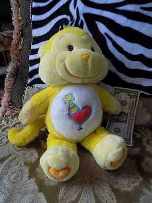 Care Bear Cousins Playful Heart Monkey 2004 Yellow Stuffed Plush Toy 14
