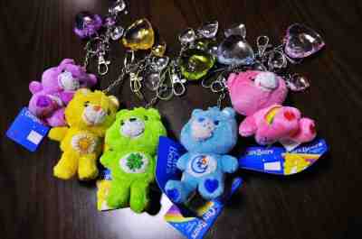 Rare Care Bears Plush Finger Puppet Toys Keychain Key Rings 10x6cm Brand New