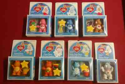 Care Bears Lot of 7 Poseable 3.5 in. Figures Kenner Vintage 1984 NIB Sealed