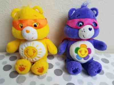2017 Care Bears Super Heros Sunshine Bear Harmony Bear Beanie Plush Guc 