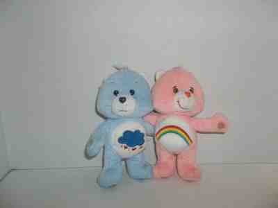 2002 tcfc blue grumpy bear and pink cheer carebear plush hugging 7
