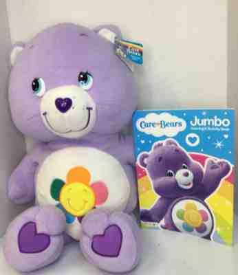 Care Bears EXTRA LARGE 27” Harmony Bear Purple EUC with Tag & Coloring Book