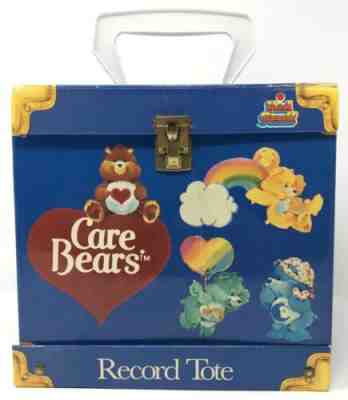 Vintage CARE BEAR RECORD TOTE for 45's! 80s VG++ vinyl records carrying case