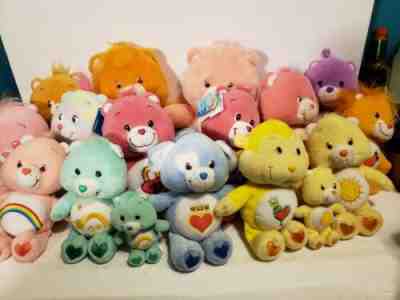 Care bears plush lot of 17 different types of sizes and styles plushies plushie