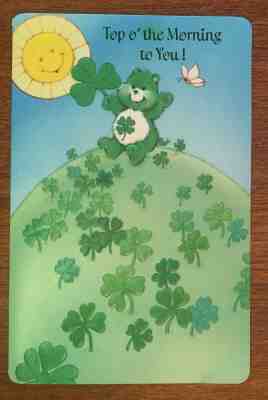 Vintage CARE BEARS Greeting card LUCKY St. Patricks day AGC 1983 NO WRITING