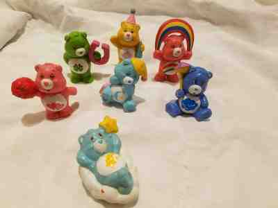 Lot of 7 Vintage Care Bear Miniatures Figurines hard Plastic Kenner 1983