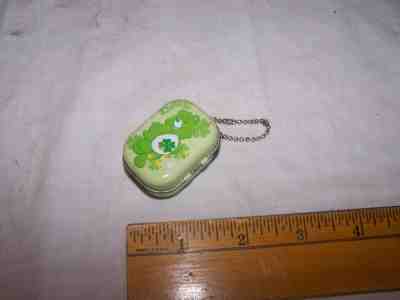 LUCKY Green CARE BEAR Shamrock Keychain Fob with Small Metal Box GOOD LUCK
