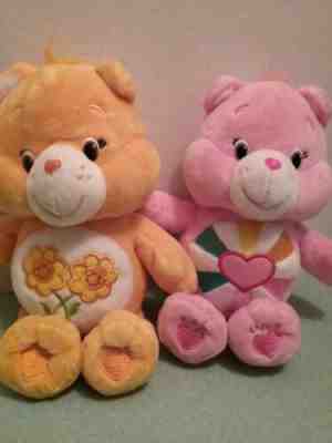 Care Bears 2 Piece Set Friend Bear And Hopeful Heart Bear Sunflowers Pink And...