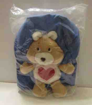 VINTAGE 1989 Care Bears Book Bag Polyester backpack  plush Tender Heart Bear NOS