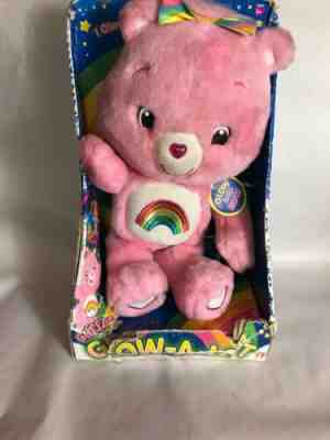 Care Bears Cheer Bear Glow A Lot Glow In the Dark Glitter Pink Rainbow 2007
