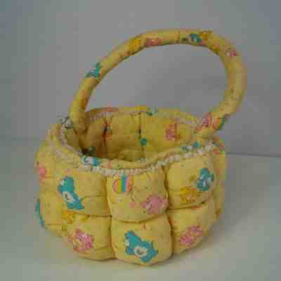 Vintage Care Bears Soft Plush Easter Basket Candy Tote Quilted