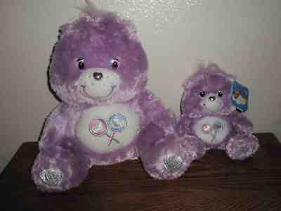 Care Bears Swarovski Crystal Share Bear Set of 2 Small Large Awesome For Easter!