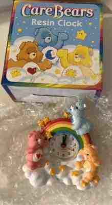 NEW Care Bears Resin Clock, Pink, Blue and Light Brown Bears.  