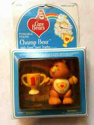 Vintage Complete 1985 Kenner Care Bears Champ Bear with Good Sport Trophy Figure