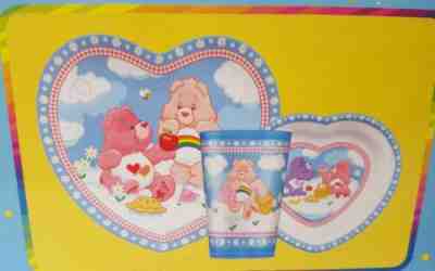 Care bear Dinnerware Dinner 3pc Plastic Plate Bowl Tumbler Cheer Bear 2005