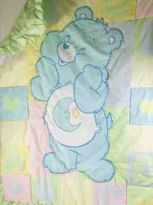 Vintage Care Bears Bear Blanket Quilt Comforter Nighttime Bedtime Moon Lofty GUC