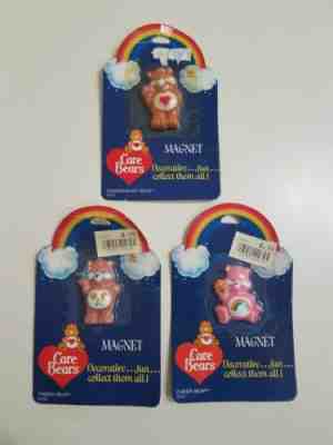 AMERICAN GREETINGS DESIGNER COLLECTION CARE BEARS SET OF 3 MAGNETS 1984 NOS