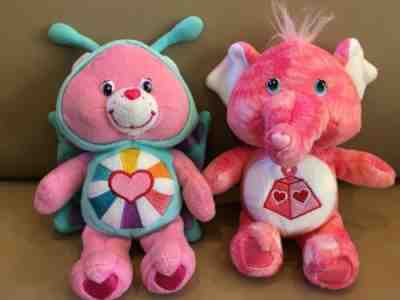Care Bears Butterfly Hopeful & Lotsa Heart Cousin Pink Tie Dye Elephant Plush