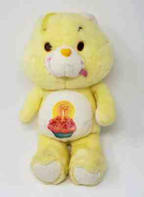 Vintage 1983 Kenner Original Care Bear Birthday Cupcake Plush Yellow Stuffed 18