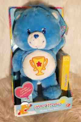 2003 BLUE PLUSH CARE BEARS CHAMP BEAR W/ VIDEO VHS NEW IN BOX CHAMPION TROPHY 