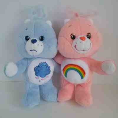 2002 Care Bears Hugging Cuddle Grumpy & Cheer Bear Plush Stuffed Animal Doll Toy
