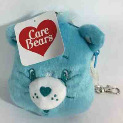 NWT Care Bears Coin Purse Key Chain Clip ID Holder Plush Wish Bear
