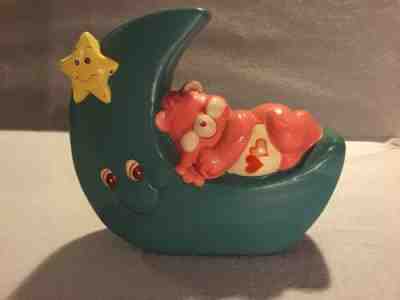 Vintage 1980s Lovealot Care Bear Ceramic Kids Bank Moon Star with Plug