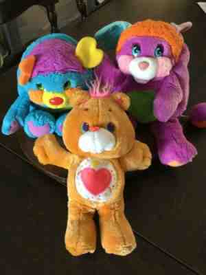 Two Popples And a Care Bear. Plush Toys You Probably Had As A Kid