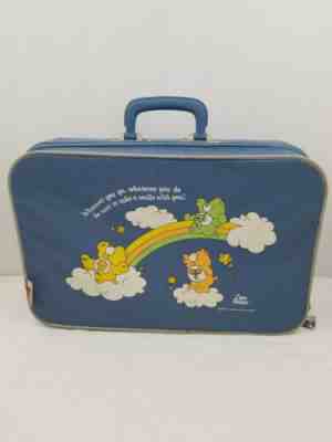 Vintage 1980's Blue Care Bears Case Large Luggage Suitcase