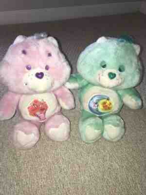 1983 And 1985 Vintage Care Bears.  Bedtime Bear And Share Bear 12” Tall