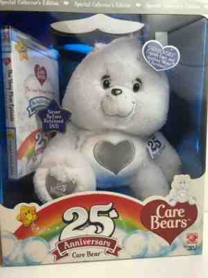 ??Care Bears 25th Anniversary Swarovski Crystal Eyes White Tenderheart Bear 12”