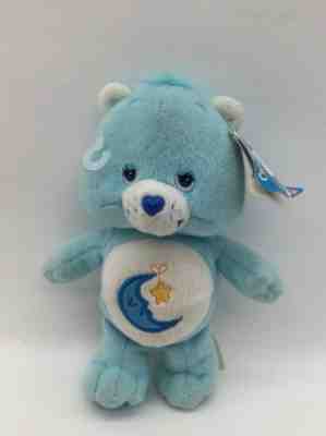 Care Bear Bedtime Bear 8 Inch Bean Bag Plush Light Blue Toy 2002 Moon Star Tags