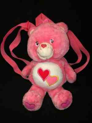 Vintage 2003 Pink Care Bears Love A Lot Bear Plush Backpack EUC Free Shipping