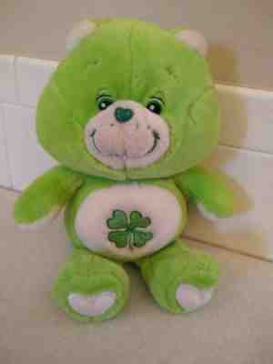 Care Bears Good Luck Bear Lucky Green Shamrock Soft Stuffed Plush 2002 Toy 10”