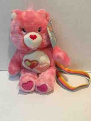 NEW 2002 Care Bears 13” LOVE-A-LOT BEAR BACK PACK BACKPACK Rainbow Shimmer NWT