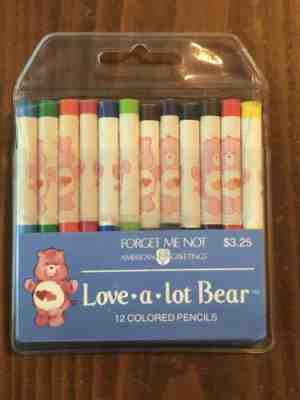 Vintage Care Bear Colored Pencils New 1983 Love a Lot Pink Bear 80s Arts Crafts