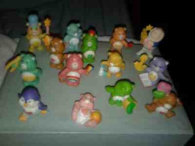 Vtg Lot Of 14  Pvc Small Care Bears Figurines Rubber Toys Some Rare Ones