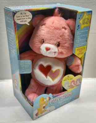 2003 Care Bears Sing Along Friends Love A Lot Bear Singing Plush Toy NEW in Box