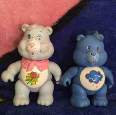 Care Bears Vintage 80’s Poseable PVC Figures GRAMS BEAR & GRUMPY BEAR - 80s Toys