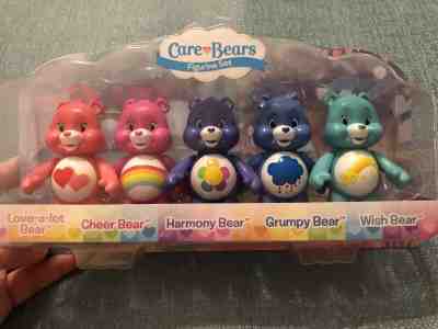 Care Bears 5 Pack Figurine Set Love-a-lot, Cheer, Harmony, Grumpy, Wish Bear