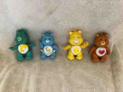 4 Vintage Care Bears Poseable Plastic Rubber Bath Toys - Tenderheart Funshine