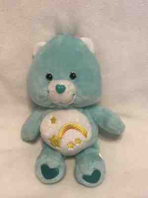 8” Plush Teal Care Bear - Wish Bear - With Stars 2002