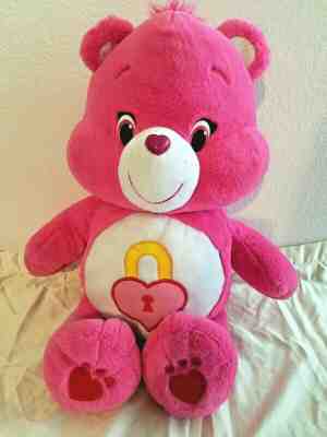 2016 Secret Care Bear Large Plush Stuffed Animal Hot Pink Lock 21" Just Play