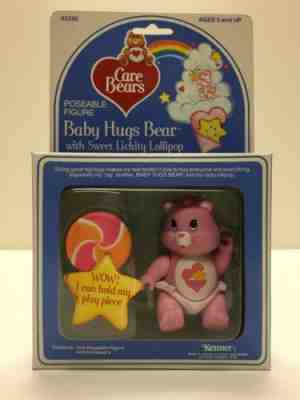 Baby Hugs Bear w/ Sweet Lickity Lollipop Care Bears Vintage Poseable Figure MIB