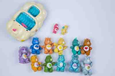 Vtg Care Bear Car and PVC Plastic Toy Figures - Grumpy, Lucky