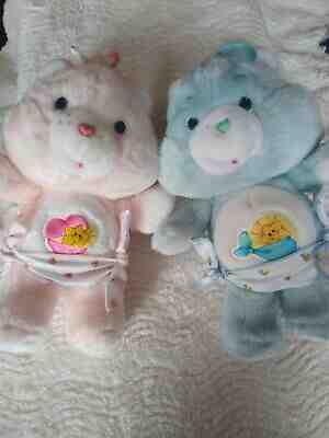 Vtg 1983 Twins Baby Hugs Tugs Care Bears Plush 80s Toy Stuffed Animal Carebears