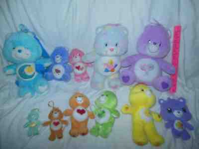 11 Care Bears Pastel Tie Dye Collecter Edition True Heart, Backpack Clip-ons lot