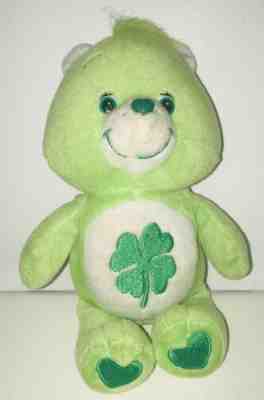 CARE BEARS Good Luck Bear Lucky Green Shamrock Soft Stuffed Plush 2002 Toy 10”